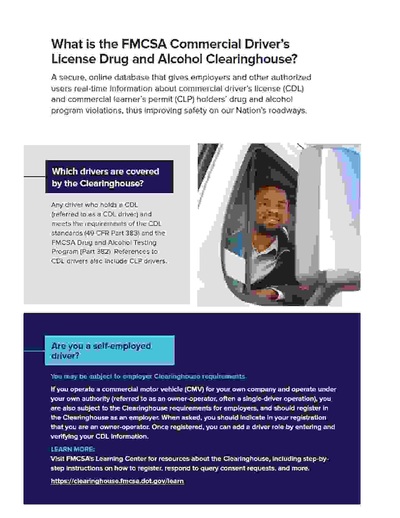 FMCSA Clearinghouse brochure page 2