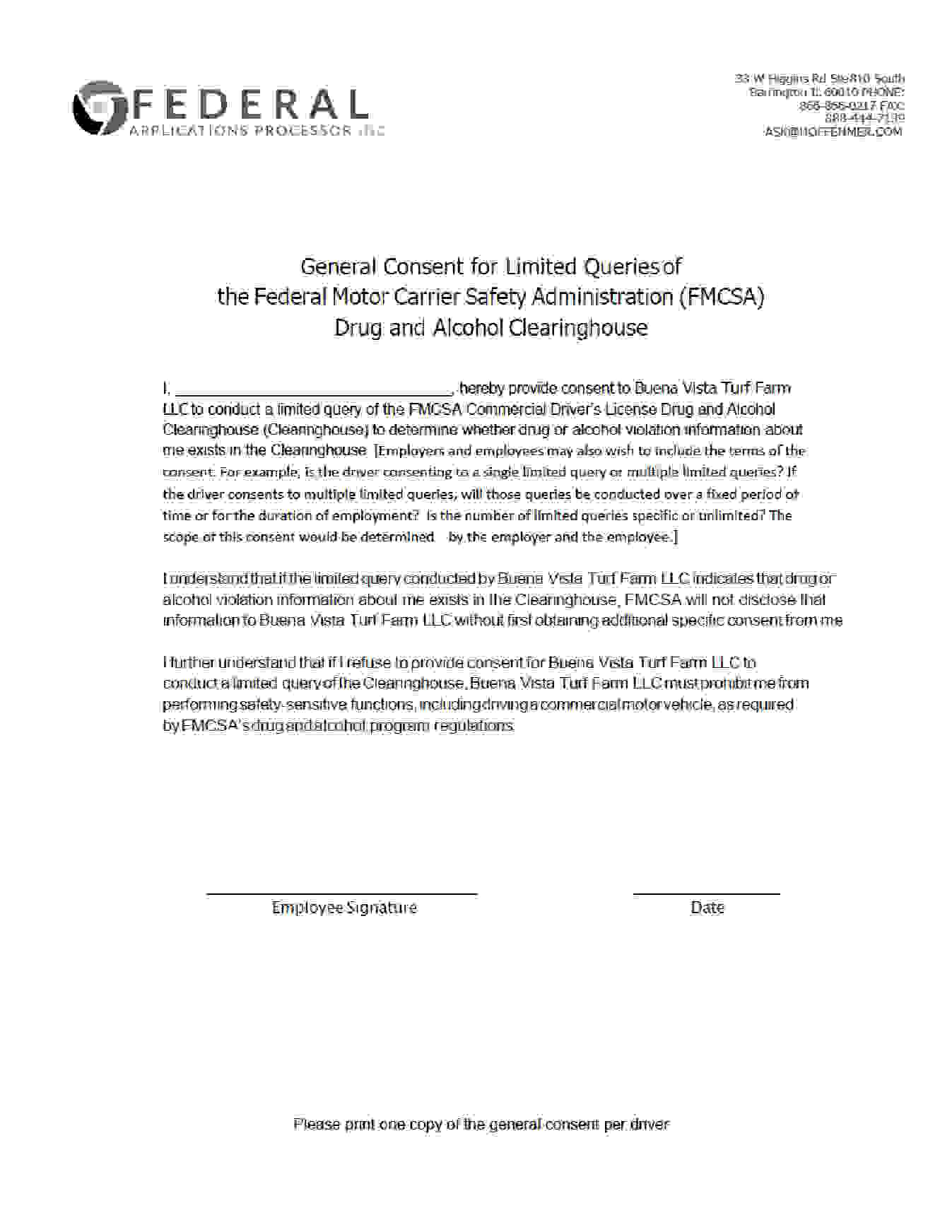 General consent for limited queries of the FMCSA Drug and Alcohol Clearinghouse
