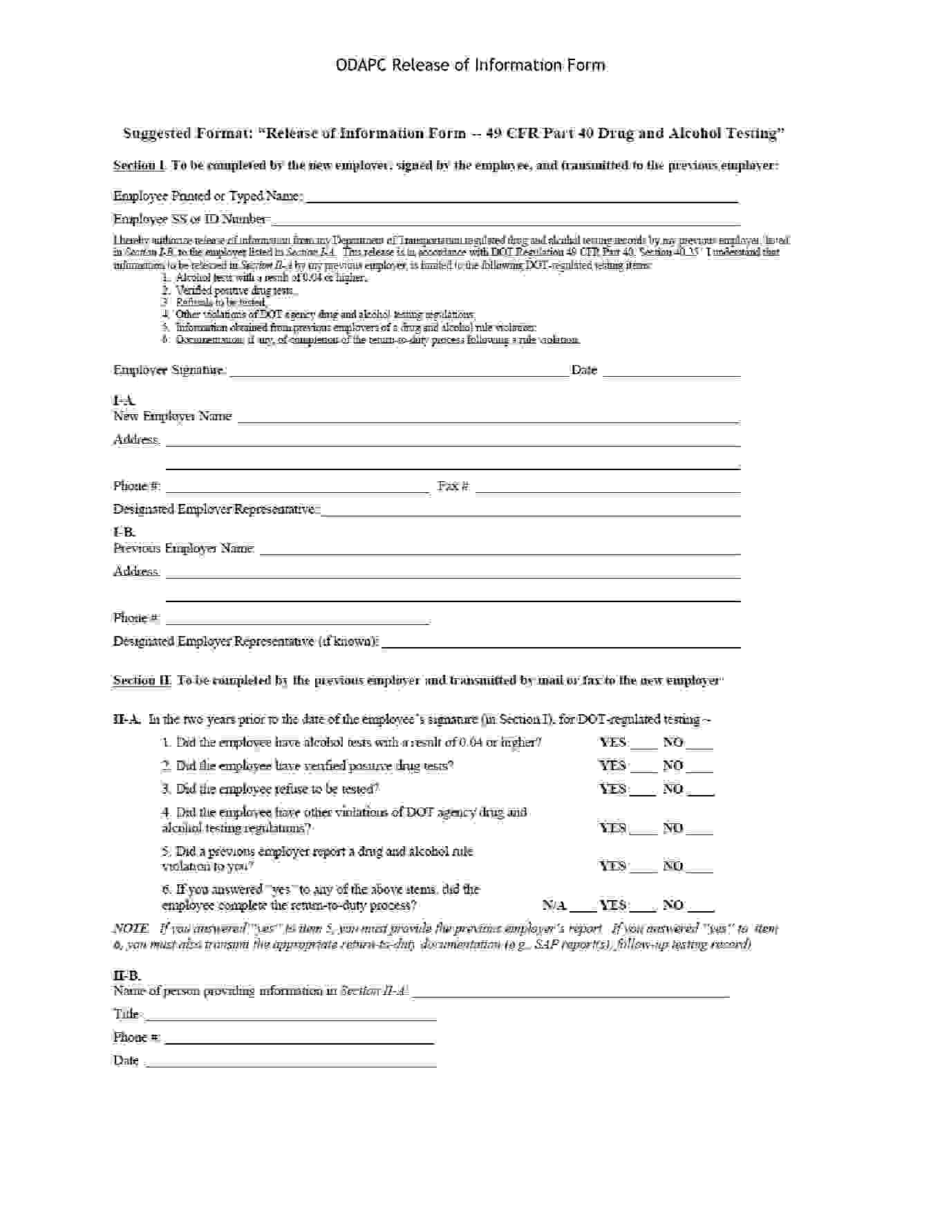 ODAPC release of information form, page 1