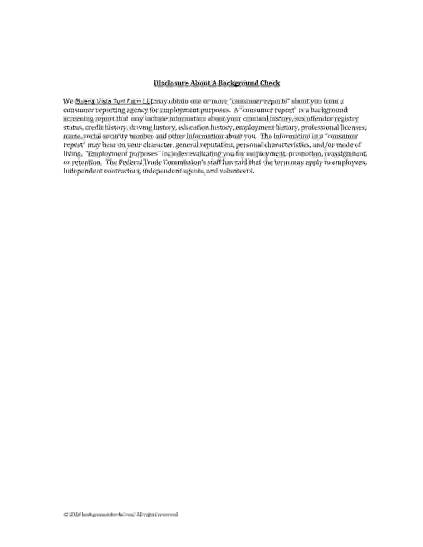 Disclosure about a background check